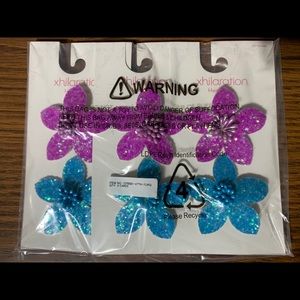 Girls Barrettes - 3 sets of sparkly flowers